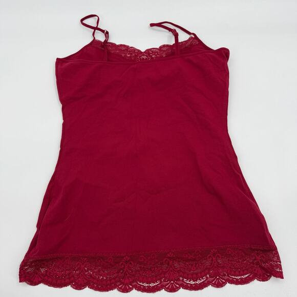 EXPRESS Lace Trim Bra Cami Tank Top Size M Red Stretch Romantic Preppy Y2K - Picture 2 of 6